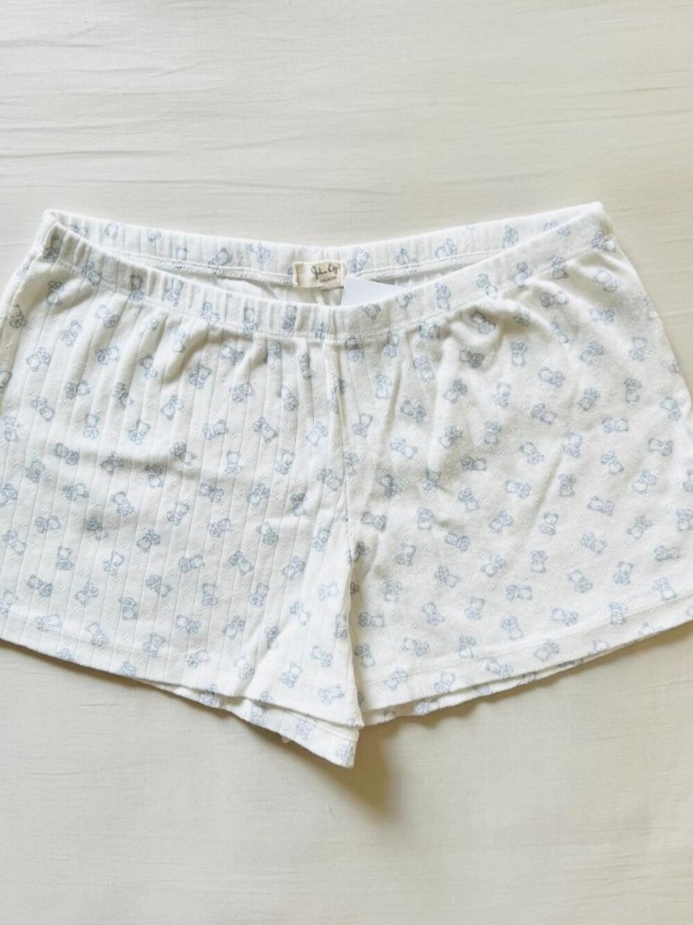 BNWT Brandy Melville-John Galt white and baby blue teddy bears eyelet emery